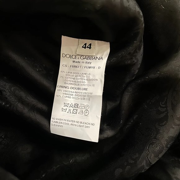 Dolce & Gabbana Velvet Wool Coat Black size 44 IT (US 8) - Picture 4 of 4